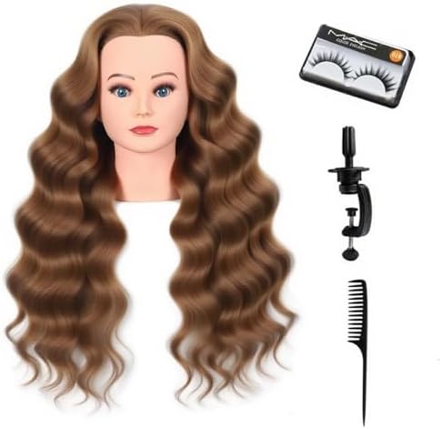 Mannequin Head with 80% Human Hair for Hair Styling Practice 26-28 Inch Straight Hair Training Head for Cosmetology Barber Hairdresser Students and Professionals (A01-Blonde) by STYLINGMANNEQUIN