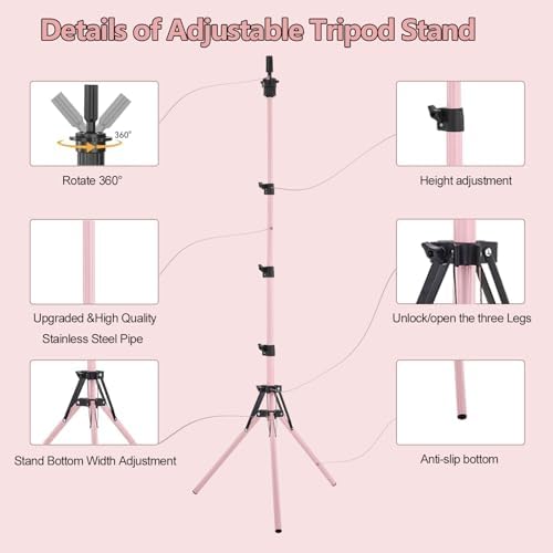 SZCY LLC Wig Head Stand, 63inch Adjustable Mannequin Head Stand - Wig Stand Tripod for Cosmetology Hairdressing Training - Image 4