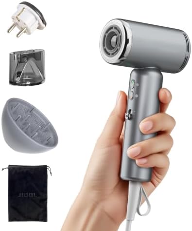 JIGGL Dual-Voltage High-Speed Mini Travel Hair Dryer with Ionic in Gray by Yourpersonalstylist
