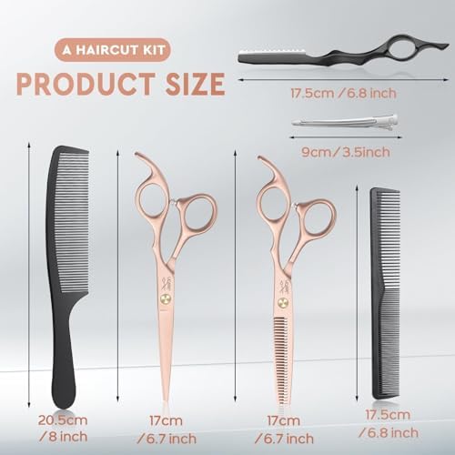 JASON Hair Cutting Scissors Set - 10-Piece Thinning Shears RoseGold 6" - Image 5