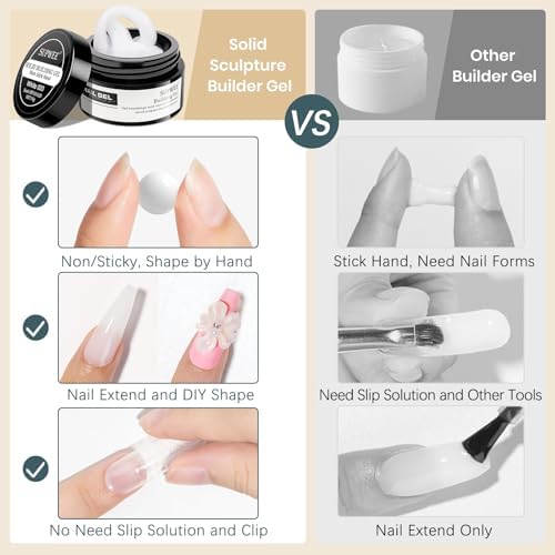 White 3D Molding Gel for Nails Art Non-Stick Hand Solid Builder Gel - Image 4
