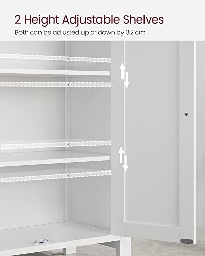 VASAGLE Bathroom Floor Storage Cabinet, Adjustable Shelves, Cloud White - Image 5