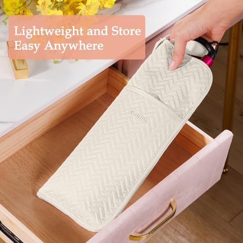 Hair Tools Travel Bag, Heat Resistant Curling Iron Holder & Flat Iron Case, Hot Tools Organizer Pouch for Hair Straightener, Hair Dryer, Crimper & Styling Accessories, Travel Makeup Bag - Image 5