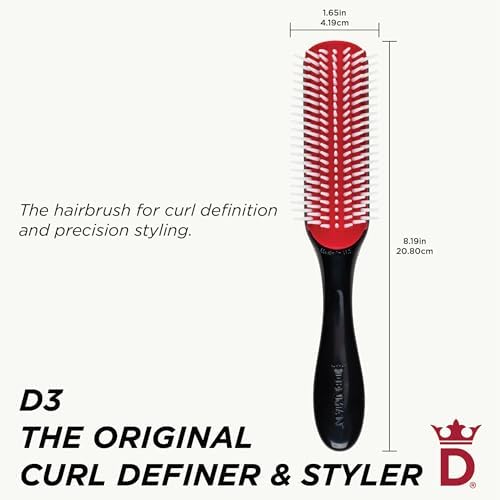 Denman D3 Original Curl Definer & Styler, Curly Hair Brush for Women & Men – 7 Row Detangling & Curl Defining Brush for Smooth Defined Curls - a precision Styling Brush for straight hair - Image 2