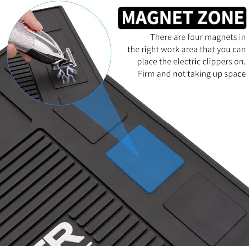 Magnetic Barber Mat for Station Barber Organizer Mat for Clipper Salon Station Tools with 4 Slots for Clippers Salon Barbershop Work Station Pads Anti Slip(4 Slots) - Image 5