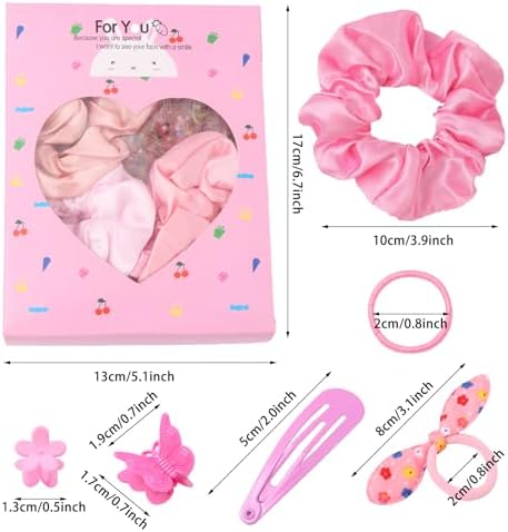 Rosvia Hair Accessories Set for Girls,Toddler Colorful Elastic Hair Ties with Gift Box 505PCS, Cute Rabbit Ear Hair Ties, Mini Flower Claw Clips and Butterfly Hair Clips,Satin Silk Scrunchies - Image 2