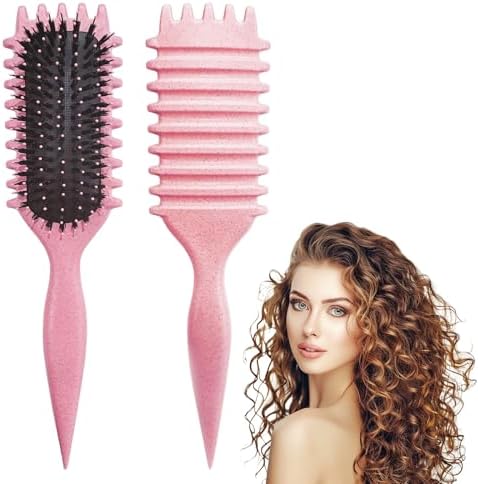 Curly Hair Brush, Curl Defining Brushes, Styling Brush for Curly Hair, Shaping and Defining Curls Brushes for Women (Pink) by DiorSun