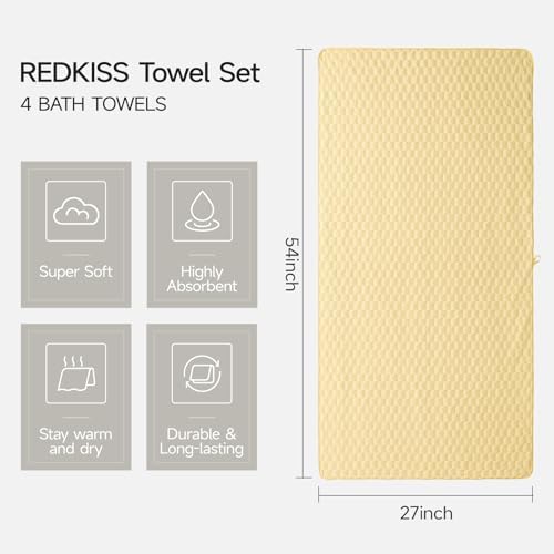 REDKISS 4 Pack Microfiber Bath Towels, Quick Dry, Super Soft, 27"x55" - Image 4