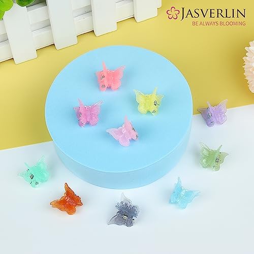 JASVERLIN Butterfly Clips for Hair, Mini Jelly Hair Claw Clips 50 Pcs - Image 6