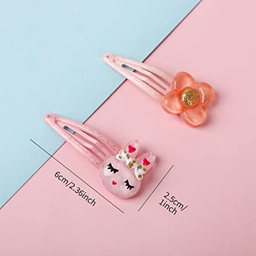 8 Pcs Rabbit Snap Clips No Slip Metal Butterfly Hair Clips Little Girls Toddlers Kids Flower Hair Accessories Colorful Unicorn Hair Pins for Birthday Party Supplies (C) - Image 3