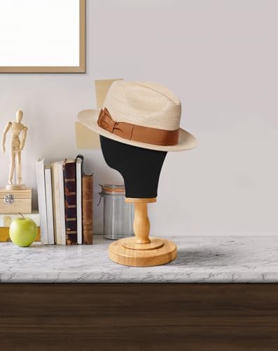 CHADWICK 21-Inch Linen Wig Head Stand with Wood Base, Black - Image 4