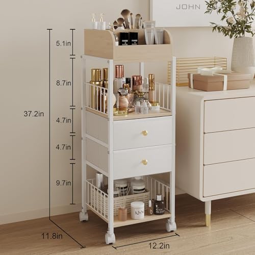 Floor Makeup Organizer Storage Cart Rolling Makeup Cart with Drawers - Image 3