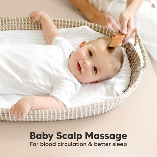 Wooden Baby Hair Brush Set for Newborns, Toddler Comb (Walnut, Petite) - Image 5