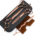 Professional Hair Cutting Scissors Sets Stainless Steel Barber Hairdressing Scissors Multifunctional Salon Thinning Scissors Straight Shears Tools Gifts for Mom Dad and Friends (Brown) by XUGOU