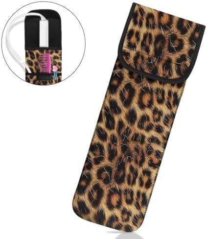 ZOUTAIRONG Curling Iron Bag Traveling Hair Straightener Case Curling Iron Travel Case Heat Resistant Curling Iron Holder Salon Station Women's Storage Bag Travel Bag Leopard Print - Image 4
