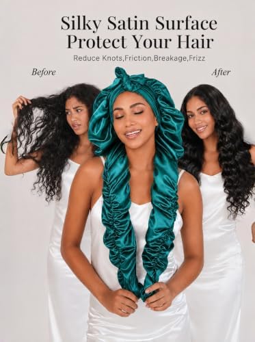 Double Layer Slik Like Satin Bonnet, 33-43" XXL Bonnet for Braids Long Hair - Image 2