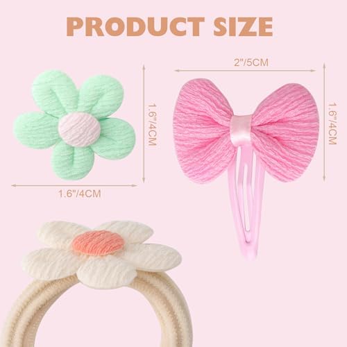 DRESHOW BQUBO 36 Pcs Toddler Hair Ties Hair Clips for Girls Cute Hair Accessories Baby Hair Bows Flower Hair Ties Colorful Bow Hair Clip Snap Hairpins Flower Clips for Baby Toddler Girls Kids - Image 6