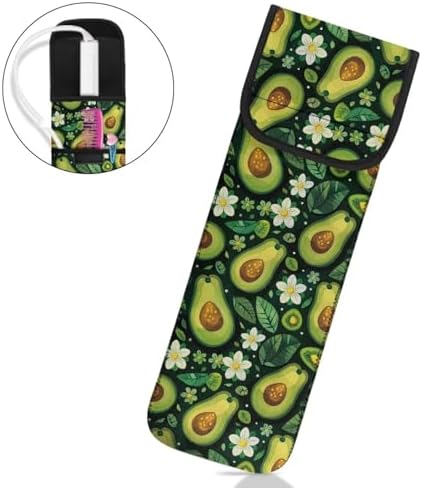 Flashideas Avocado Print Flat Iron Case Curling Iron Organizers and Storage with Pocket Heat Resistant Neoprene Curling Iron Holder Universal Curling Iron Cover Sleeve Hot Tools Travel Bag - Image 2