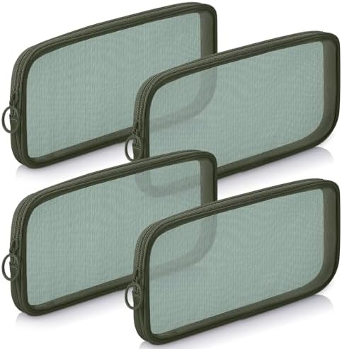 Weewooday 4Pcs Mesh Makeup Bag, Olive Green, Medium, Classic by Weewooday