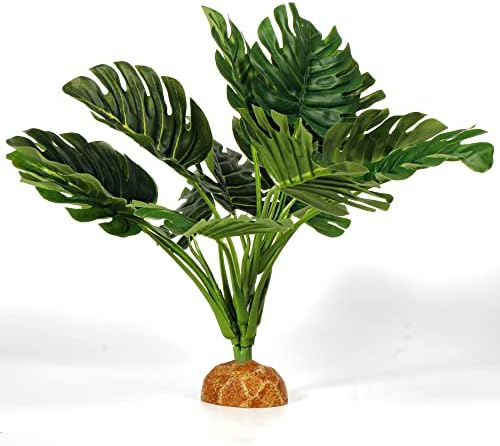 Fake Monstera Plants Reptile Terrarium Decor Gecko Tank Accessories by WOLEDOE