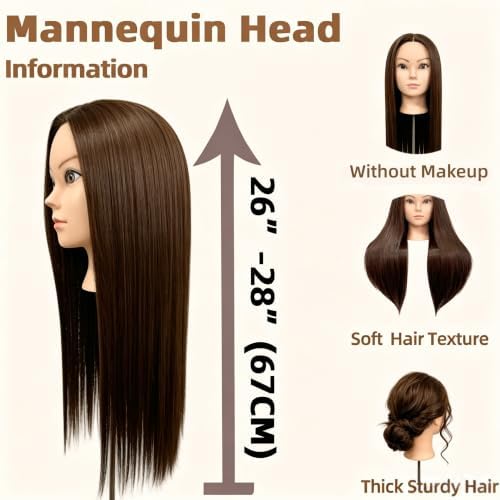 Multi-purpose Mannequin Head with Hair for Makeup and Hair Styling - Image 2
