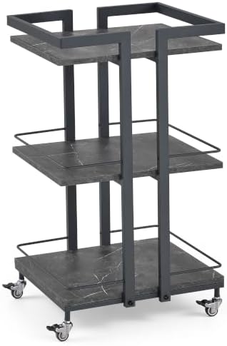 BarberPub 3-Tier Metal Rolling Salon Trolley Cart on Wheels, Grey 2033 by BarberPub