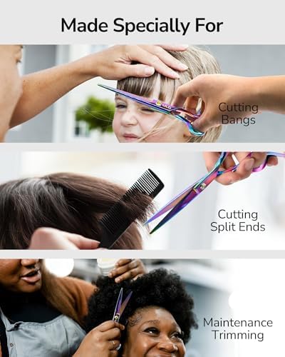 Hair Cutting Scissors, ULG Professional Hair Scissors 6.5 inch Right-Hand Razor Edge Barber Shears Salon Hair Cutting Shears Made of Japanese Stainless Steel, Hand Sharpened Rainbow - Image 3