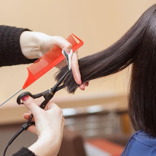 Hair Parting Tools Set, 17 Pieces Including Hair Parting Rings, Sectioning Clips, Rat Tail Combs, Magnetic Wrist Pin Holder (Red) - Image 4