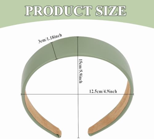 Sage Green Headband 1 Inch Faux PU Leather Hairband for Women Girls - Image 2