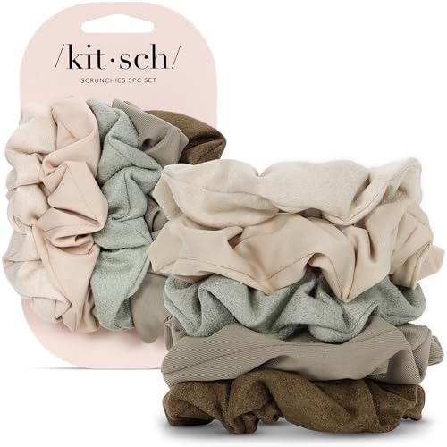 Kitsch Scrunchies for Women - Moss Green, 5 Pcs by Kitsch
