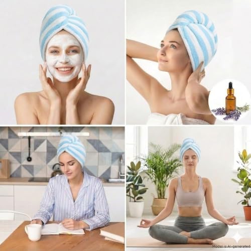 3 Pack Microfiber Hair Towel Wrap for Women, Fast Drying Hair Turban with Button, Anti-Frizz Large Hair Towel for All Hair Styles, Soft & Absorbent Hair Drying Towel - Image 7
