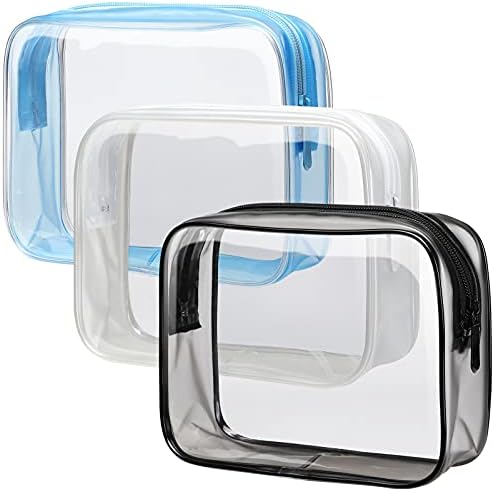 PACKISM TSA Approved Toiletry Bag - Clear Makeup Bag, Black Blue White by Packism