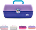 Caboodles On-The-Go Girl Makeup Box, Two-Tone Lilac on Cobalt, Hard Plastic Makeup Organizer Box, Built-In Mirror, Secure Latch for Safe Travel, Spacious Storage for Large Items by Caboodles