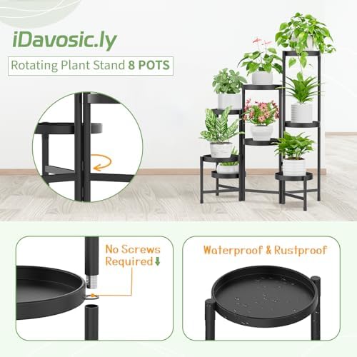 iDavosic.ly Plant Stand Indoor Outdoor, 8 Tier Metal Corner Shelf, Black - Image 4