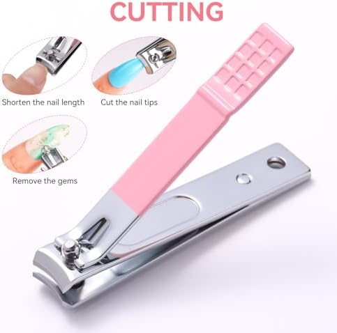 Makartt Nail File and Buffer Set, Pink Basic Prep Kit with Cuticle Clipper, Trimmer, Pusher, Brush, Manicure Care Kit for Natural and Acrylic Nails (7pcs) - Image 5