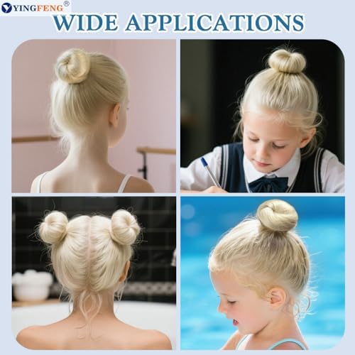 YINGFENG 134 Pcs Beige Hair Bun Maker Kit for Kids Small - 4 Hair Donuts for Buns, 20 Hair Nets for Buns, 100 U Shaped Bobby Pins, 10 Hair Bands, for Girls, Ballet Dance, Hair Accessories for Women - Image 6
