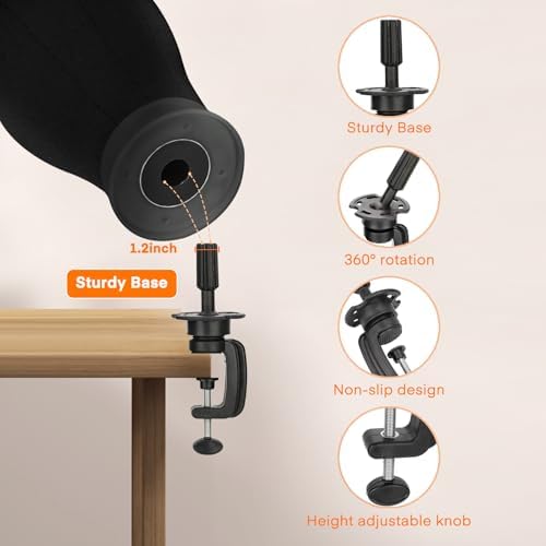 63In Wig Stand Tripod with 22In Head, Mannequin Head for Wig Making Display - Image 2