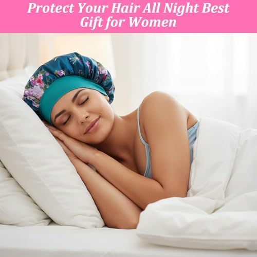 WLLHYF 18 Pcs Satin Bonnets for Sleeping, Large Silk Bonnet, Multicolored D - Image 6