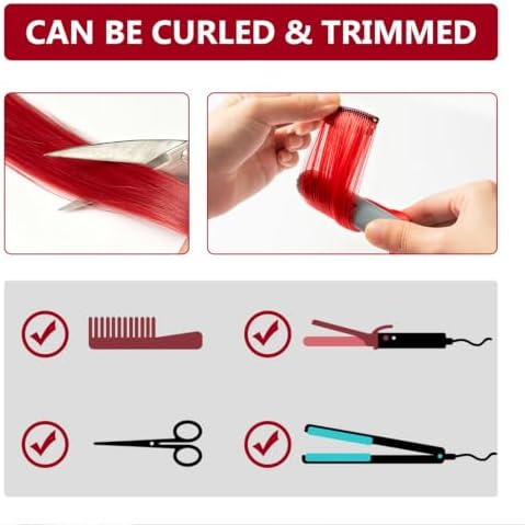 Colored Hair Extensions Clip in Red and Black Hairpiece 14 PCS - Image 3