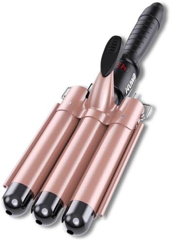 kuwa Crimper Hair Tool,3 Barrel Curling Iron,hairCrimper for Women,Hair Waver with LCD Temperature Display,Long-Lasting Natural Tight Waves by kuwa