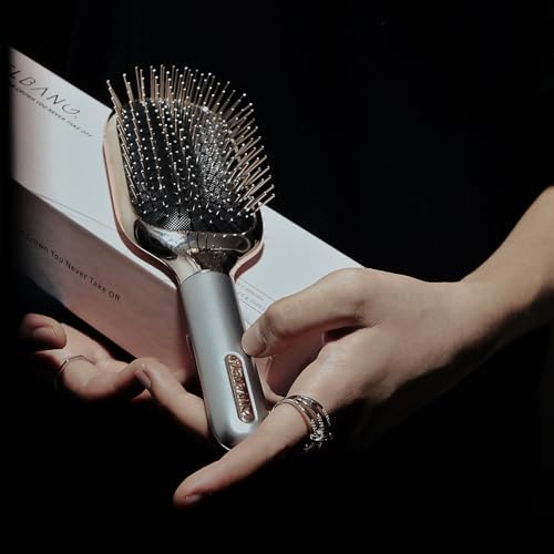 Melbang Hair Brush for Thick Curly Thin Long Short Wet or Dry Hair Adds Shine and Makes Hair Smooth Hair Comb Paddle Hair Brush for Men Women Kid (Silver) - Image 7