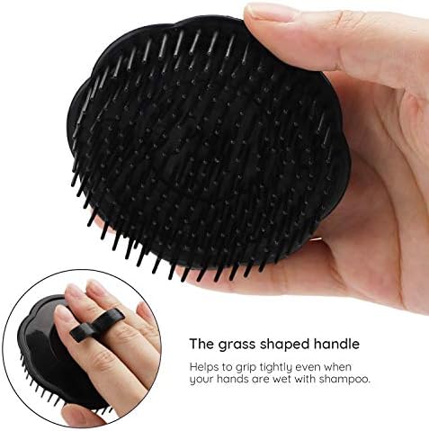 Segbeauty 2pcs Scalp Massage Shampoo Brush, Massage Hair Brush Floriated Shower Comb for Deep Cleaning Hair Men’s Hand Brush Growth Beard Brush Pet Grooming Brushes (Black) - Image 4