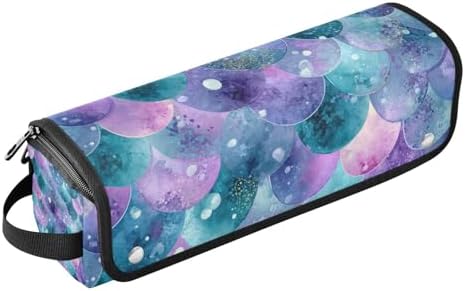 Hair Tools Travel Bag with Heat Resistant Mat 2-in-1 Hot Tools Travel Bag Organizer Flat Curling Iron Travel Case for Straightener Watercolor Mermaid Scales Dots Purple by WelcometoElliTarr