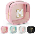 YOOLIFE Mini Initial Makeup Bag | Travel Toiletry Bag | Clear Makeup Bag | Travel Essentials Gifts for Women Teen Girlfriend Teacher Birthday Gifts | Clear Toiletry Bag Small Mini Cosmetic Bag Pink M by YOOLIFE