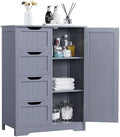 Yaheetech Bathroom Storage Cabinet with 4 Beadboard Drawers and Door, Gray by Yaheetech