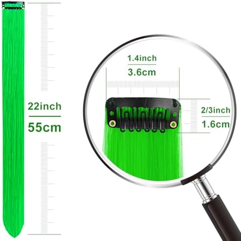 Green Hair Extensions Clip in Synthetic Colored Hairpieces 14 PCS - Image 4