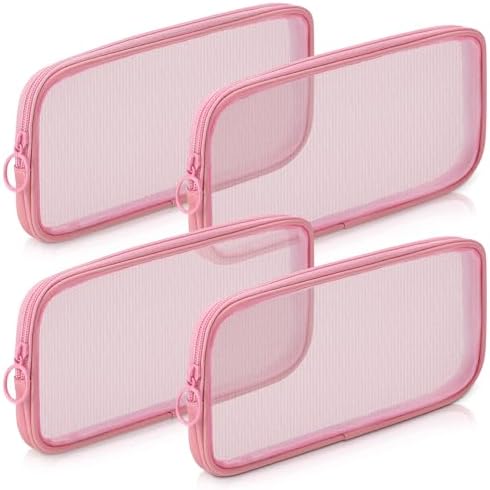 Weewooday 4Pcs Mesh Makeup Bag, Pink, Medium, Classic by Weewooday