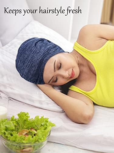 SATINIOR 4 Pieces Satin Lined Sleep Cap Silk Bonnet for Sleeping Women, Silk Hair Wrap Slouch Beanie Hat - Image 7