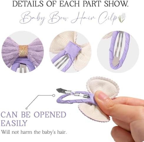 YHXX YLEN 20PCS Baby Bow Hair Clips, Soft Fully Wrapped Toddler Hair Clips - Image 4