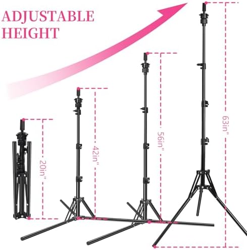 22" Mannequin Head 63" Tripod Wig Head Stand for Wigs Making Display, Pink - Image 3